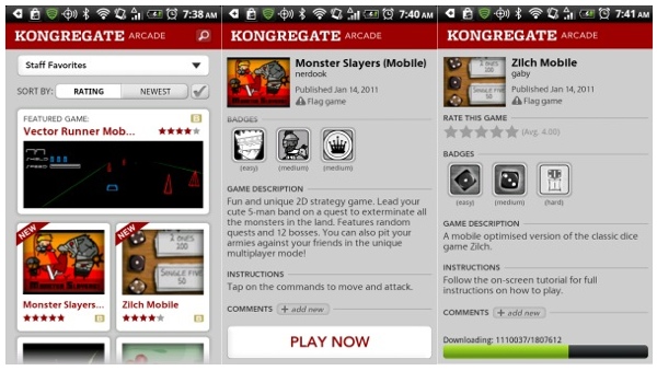 Сревис Kongregate предложил тысячи бесплатных казуальных игр для Android